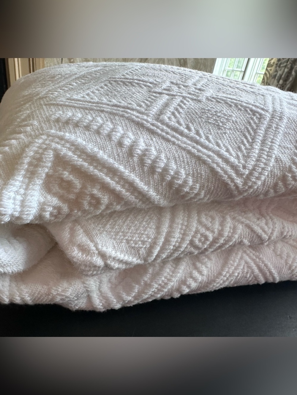 PiuBelle Queen Cotton Mattelasse Coverlet / Blanket Portugal 86 X 94 WHITE